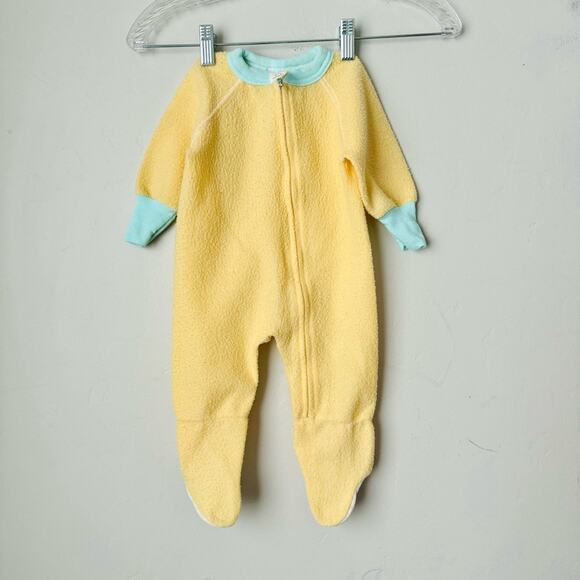 Gerber vintage Fleece Yellow Footed Zip Up Jammies baby 7-12 mo - Picture 1 of 9